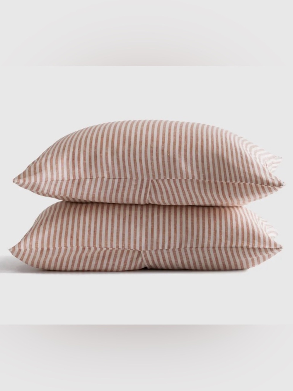 Quince European Linen Standard Shams Terra cotta / White Stripe